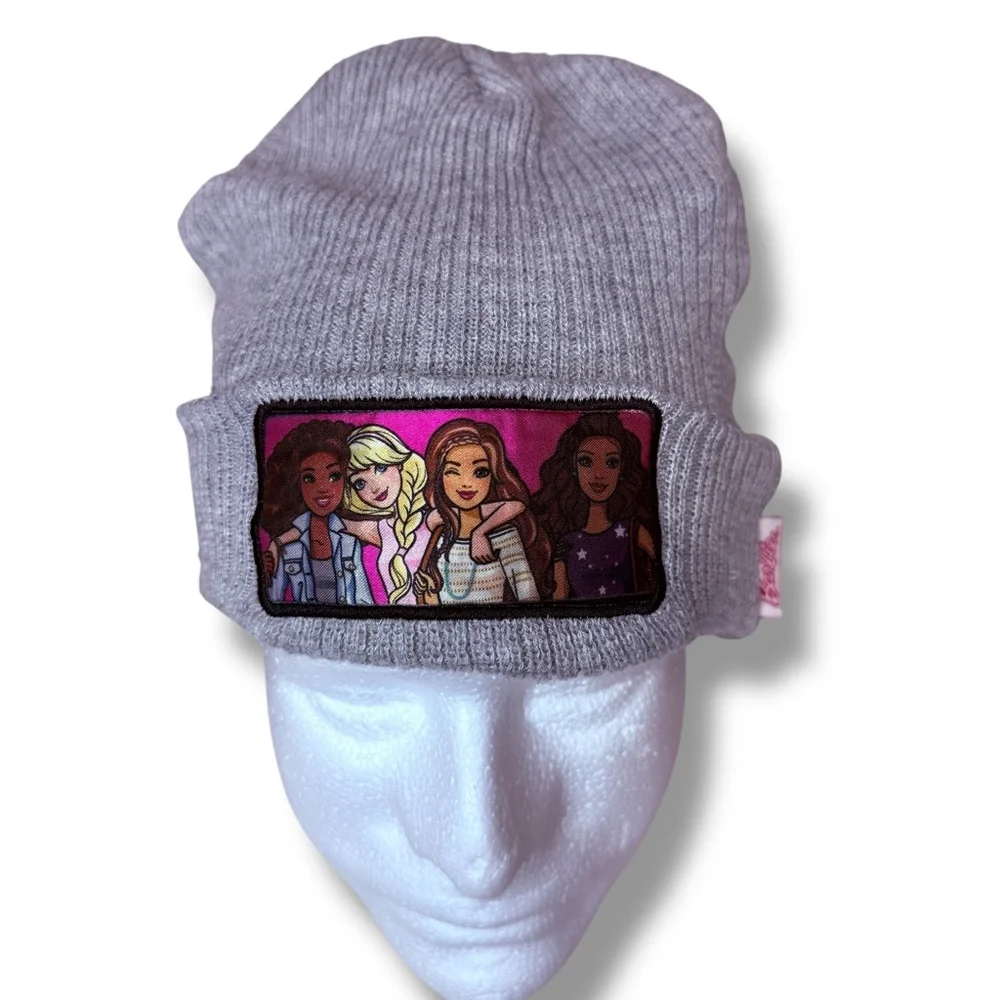 Barbie Girls Cuffed Knit‎ Beanie Hat 2016 Gray Barbie & Friends Nostalgic Winter